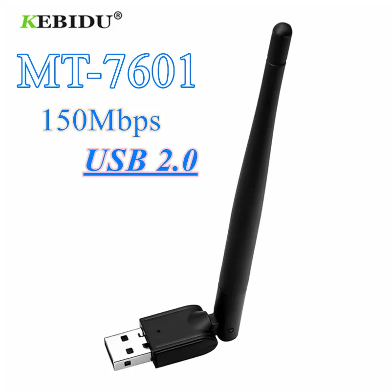 MT-7601 150Mbps USB 2.0 와이파이 LAN 어댑터, 무선 네트워크 카드 802.11 b/g/n, 회전식 안테나 칩셋 포함