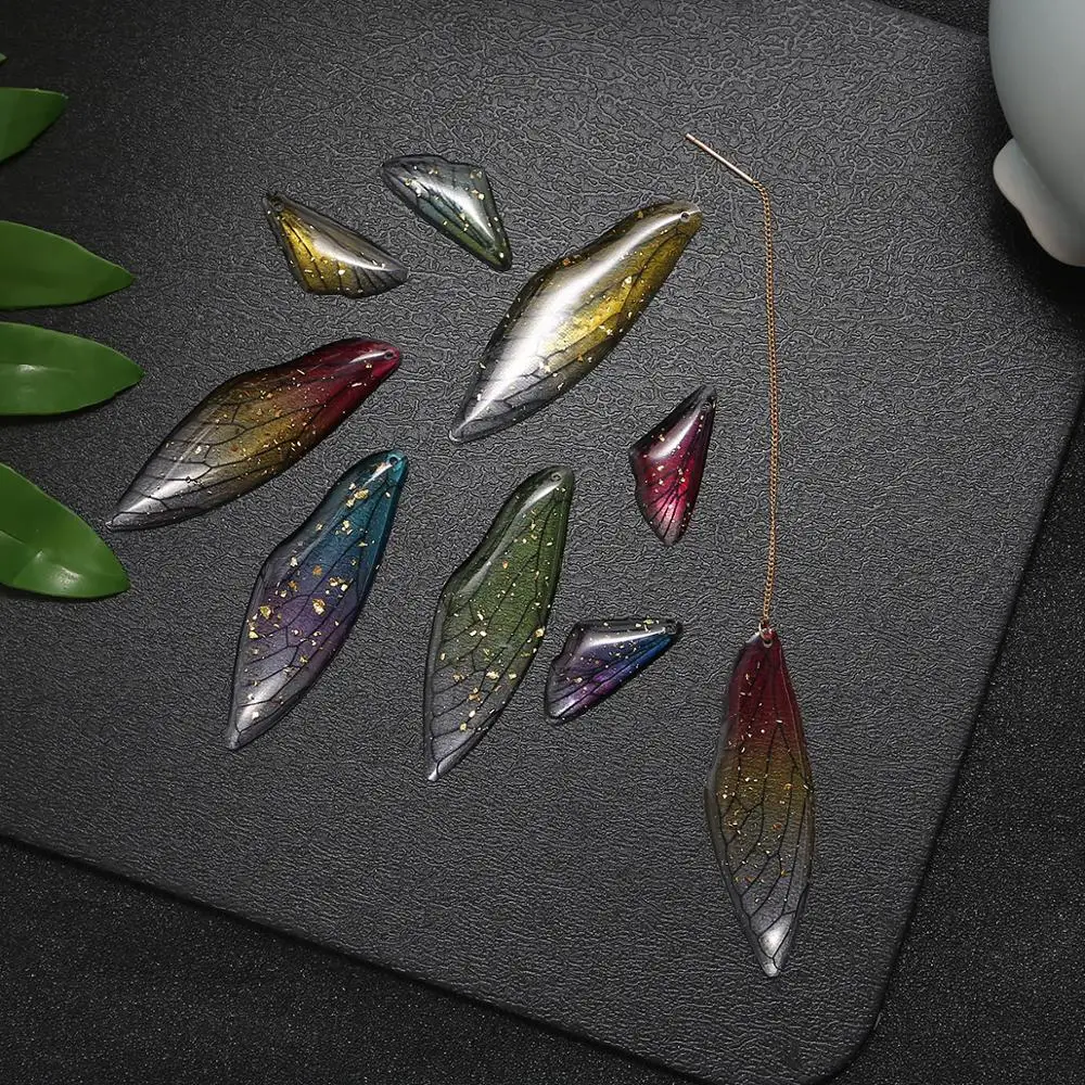 2pcs Cicada Wings Pendants UV Resin Transparent Material Filling Wing Charms Sticker for Jewelry Making DIY Earrings Necklace