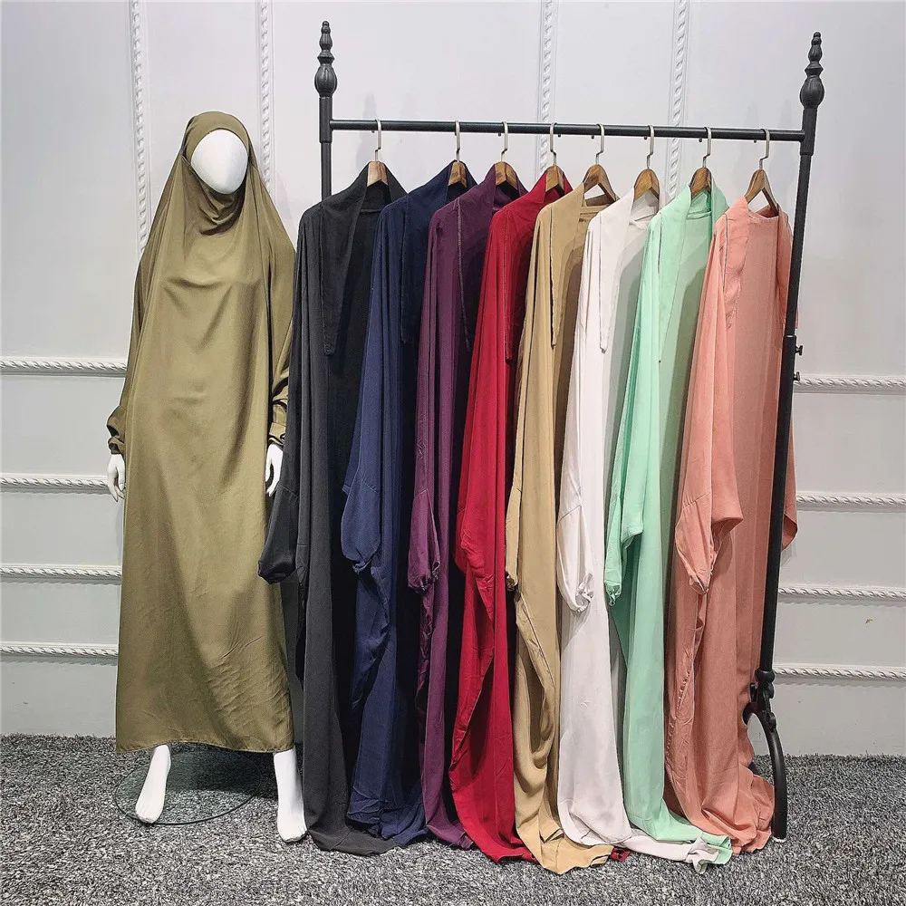 One Piece Prayer Garment Women Muslim Overhead Abaya Ramadan Eid Abayas Khimar Islamic Clothing Modest Dress Robe Gown Kaftan