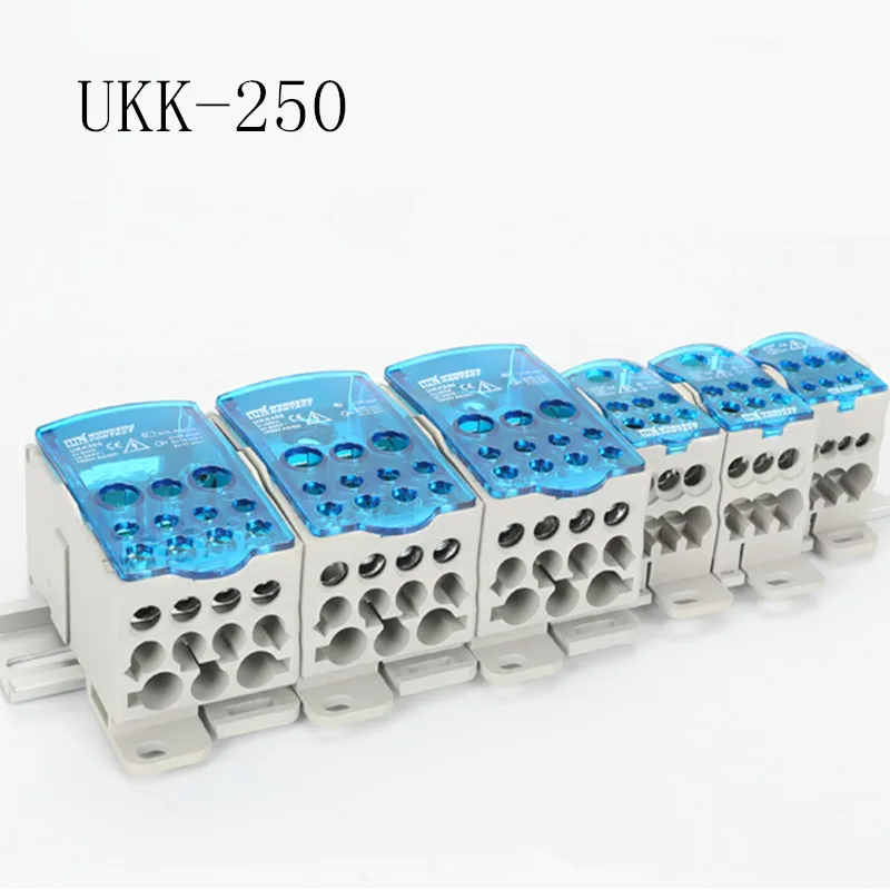 

UKK250A Din Rail 250A 1 in Many Output Terminal Block for Distribution Box Universal Power Junction Box Electric Wire Connector