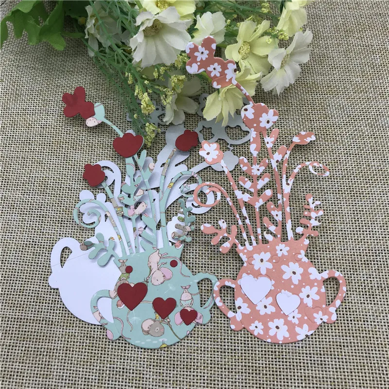 flower pot Metal Cutting die keychain shaker Heart Paper Key Chain Scrapbook Paper Craft Card Punch Art Knife Cutter