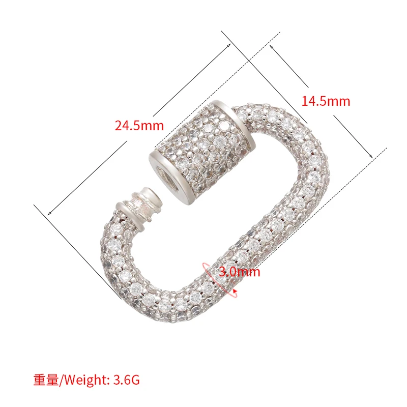 Pavé-Zirkonia 18K vergoldeter Karabinerverschluss DIY Schmuckzubehör für handgefertigte Halsketten- und Armbandkomponenten Schraubverschluss: VK106 – Detail 11