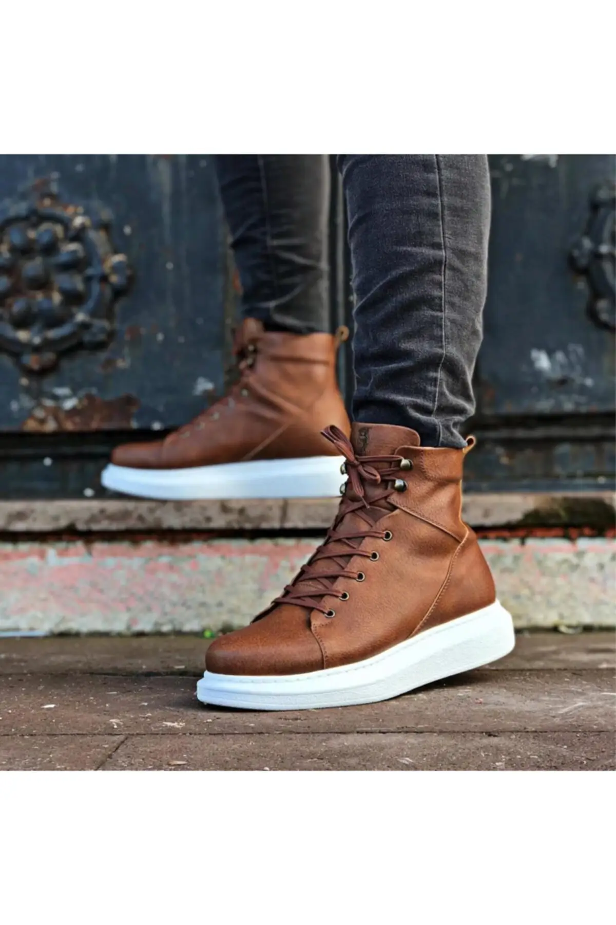 High Sole Shoes B-080 Tan 4 color sneaker model boat style stylish fashion casual platform heel van shoelaces chaussure