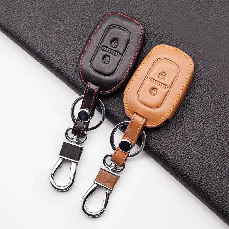 2 Button Car Leather Remote Key Fob Cover Case For Renault Kwid Traffic symbol For Dacia sandero Logan Duster 2016 2017 2018