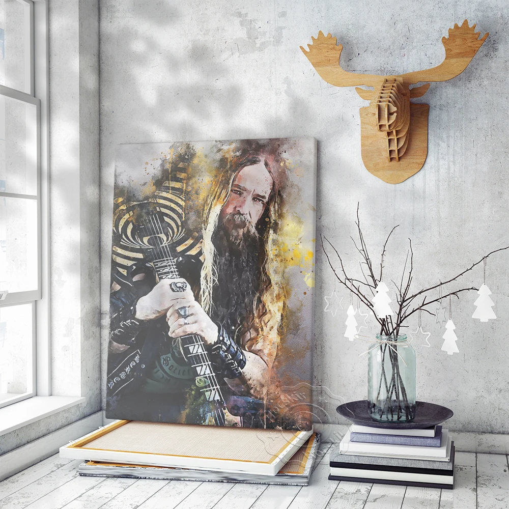 Modern Chief Guitarist Zakk Wylde Wall Art Poster, Heavy Metal Rock Band Singer Prints Canvas Painting Fans Home Room Decor