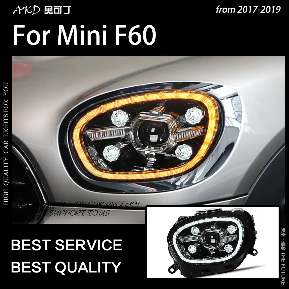 AKD Car Styling for MINI Countryman F60 Headlights 2017-2019 F60 LED Headlight DRL Head Lamp LED Projector Beam Accessories