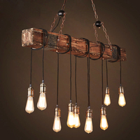 Loft Wood Vintage Industrial Pendant Lights Restaurant Cafe Dining Room Retro Wooden Hanging Lamp Indoor Light Design