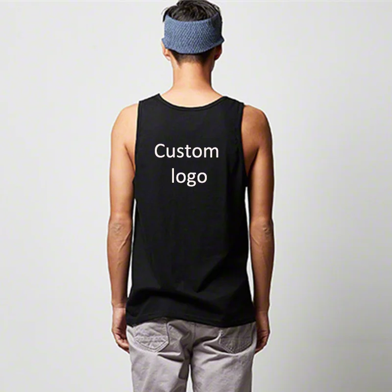 Logo custom 100% cotton quick-drying running vest training fitness vest gym men\'s sports suit sleeveless men\'s