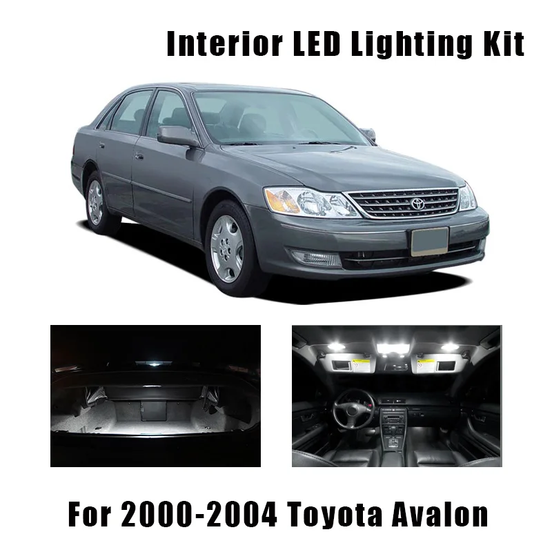 8pcs White Canbus Car Accessories LED Lights Interior Kit For 2000-2004 Toyota Avalon Map Reading Dome Cargo License Plate Lamp