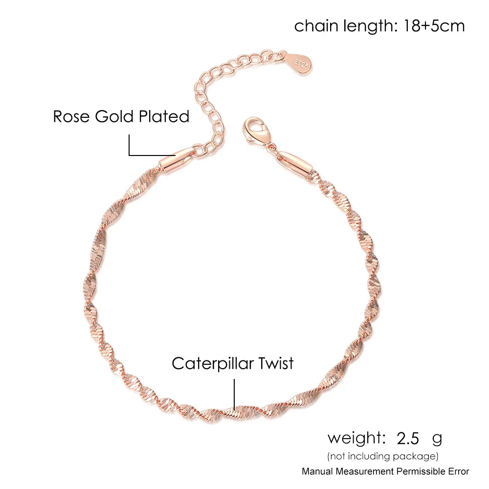 Women\'s jewelry Twist Bracelet For Women Friends Gifts Rose Gold Color Simple Bangle Hand Chains Kpop jewellery Wholesale KBH064