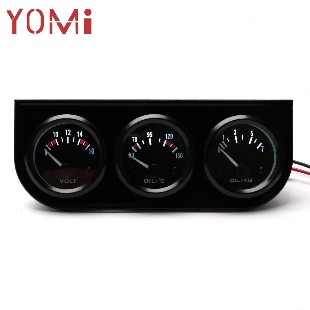 

YOMI (Oil Temp Gauge+ Voltmeter +Oil pressure Gauge)3 in 1 Triple Gauge Kit Car 52mm Electrial Car Meter YC101267