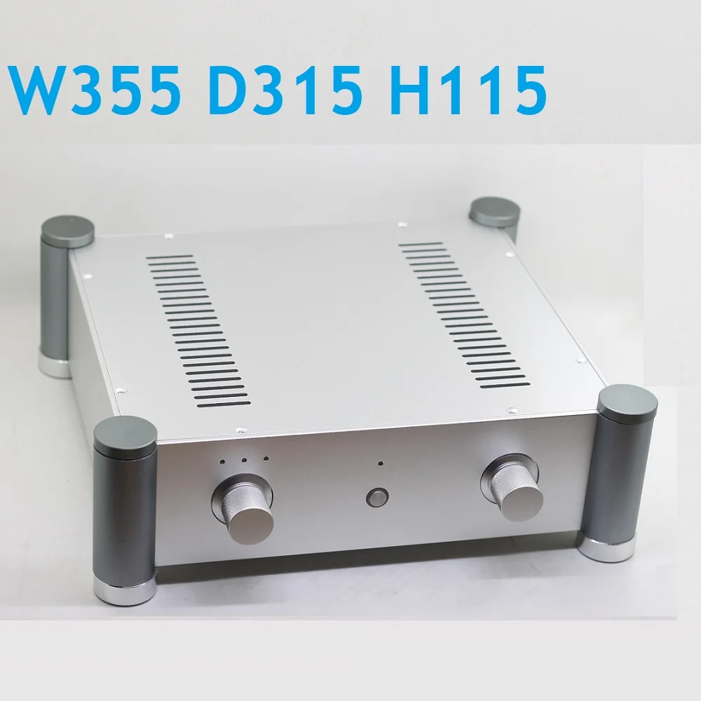 W355 H115 D315 Sandblasting Power Supply Amplifier Housing Tube Preamp DAC Case DIY Aluminum Box AMP Chassis Headphone