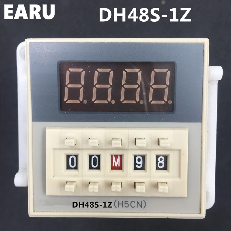 Free Shipping DH48S-1Z DH48S 0.01S-99H99M AC/DC 12V 24V Cycle On-delay SPDT Pause Digital Time Relay Switch Timer Din Rail+Base