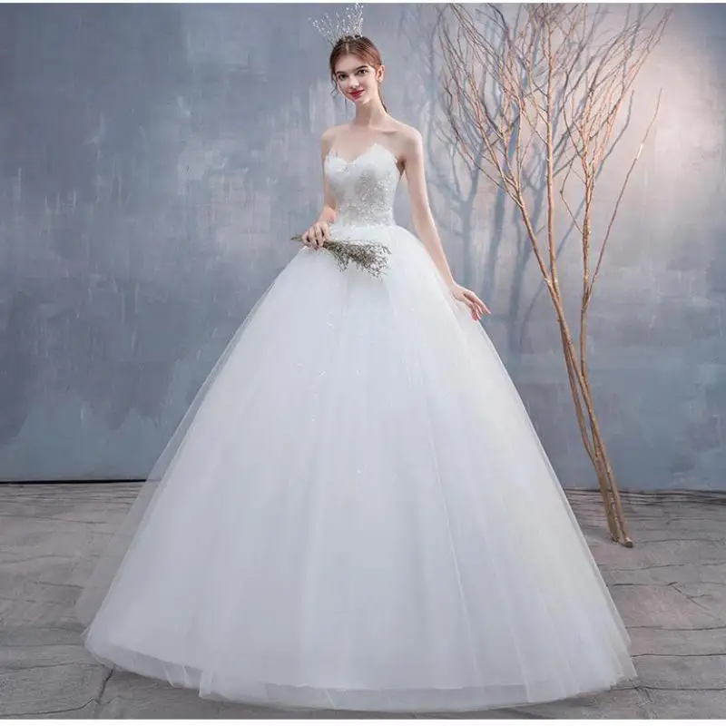 Vestido De novia elegante sin tirantes, De lentejuelas, ajustado, De princesa, talla grande, 2022