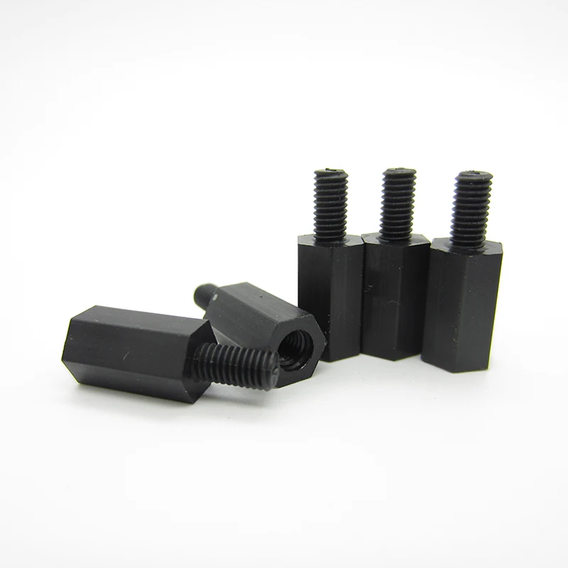 50pcs M2/M2.5/M3/M4*L+6mm Thread Black/white Spacing Screw Plastic For PCB Motherboard Fixed Nylon Standoff Spacer Pillar