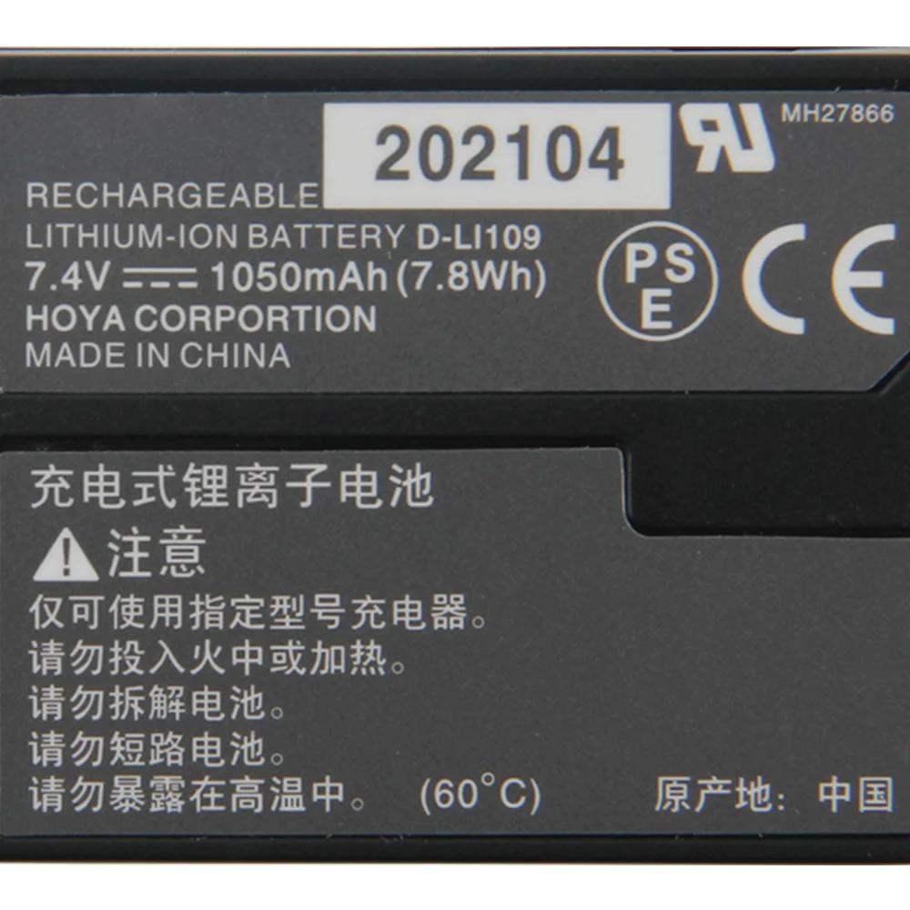 Original Replacement Camera Battery D-Li109 For Pentax K30 K50 K70 K500 KR KS2 KS1 K-30 K-50 K-70 K-500 K-R K-S2 K-S1 1050mAh