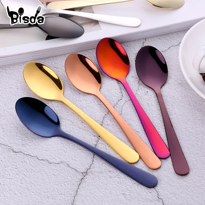 2Pcs Tea Spoon 18/8 stainless Steel Cake Fruit Spoons For Dessert Small Coffee Scoop Gold Dessert Tools for Snack Dinnerware