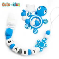 Nette-idee 1PC Schnuller Kette Schildkröte Silikon Perlen Beißringe Baby Cartoon Tier Infant Zahnen Pflege Halskette Spielzeug Geschenke