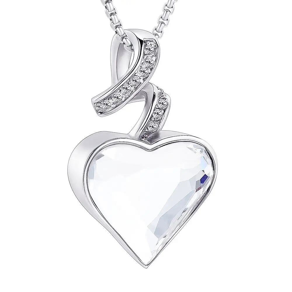 Beautiful Crystal Heart Cremation Urn Necklace for Women to Hold Loved One Memorial Ashes,Personized Cremation Urn