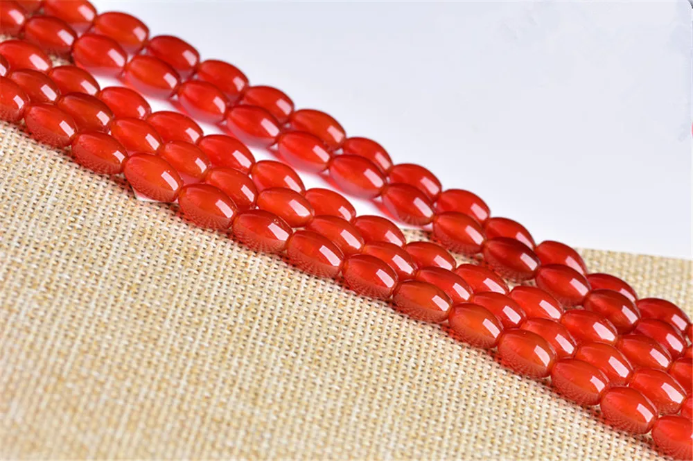 Grade A Natural Red Agate Beads Rice Shape 4x6mm 6x9mm 8x12mm 10x14mm 15 Inch Strand MN61