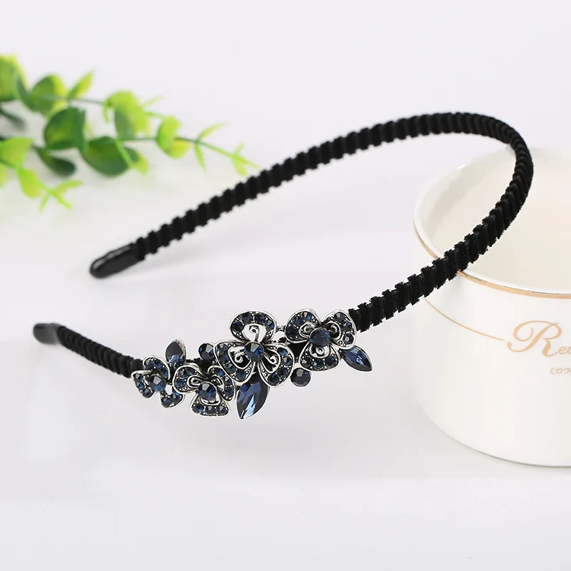 Retro Rhinestonen Headband Flower Pearl Jewelry Festival Hair Accessories Fascinator Headdress for Women Princess Girls