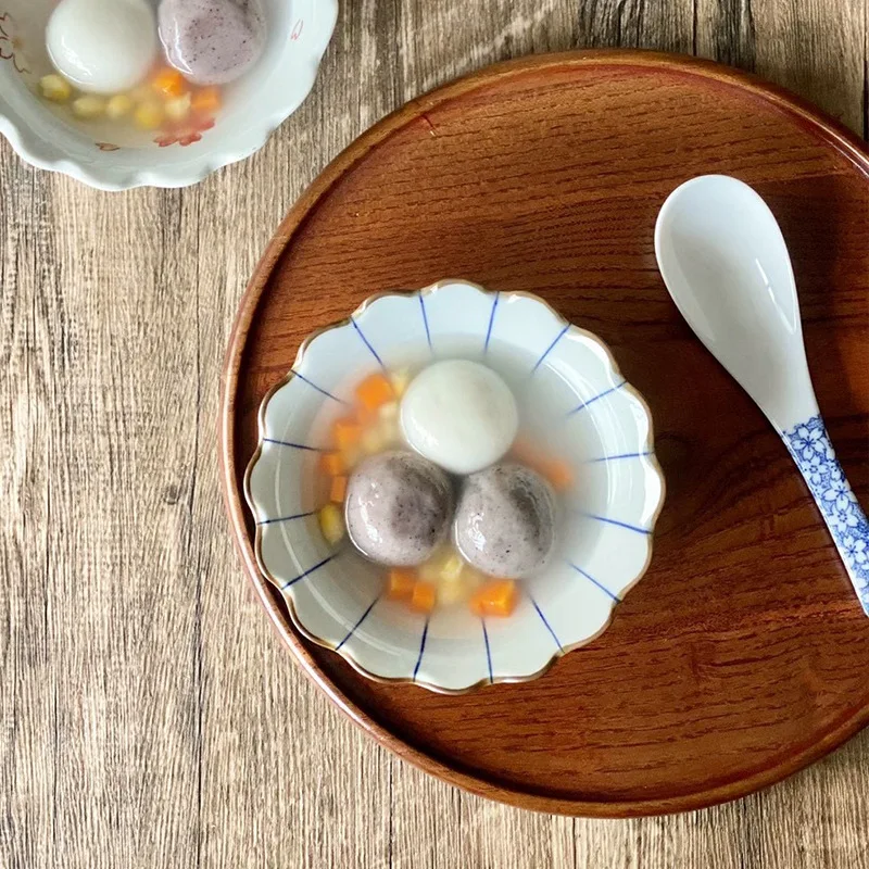 Small Cute Ceramic Flower Shaped Dessert Bowls, Handmade Fruit, Ice Cream Dishes, Eco Friendly Japanese Tableware