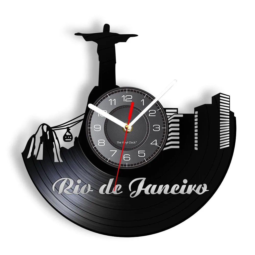 Rio De Janeiro Brazil City Skyline Silent Wall Clock GIG Christ the Redeemer Landmark Vintage Watch Cityscape Rio Travel Gift