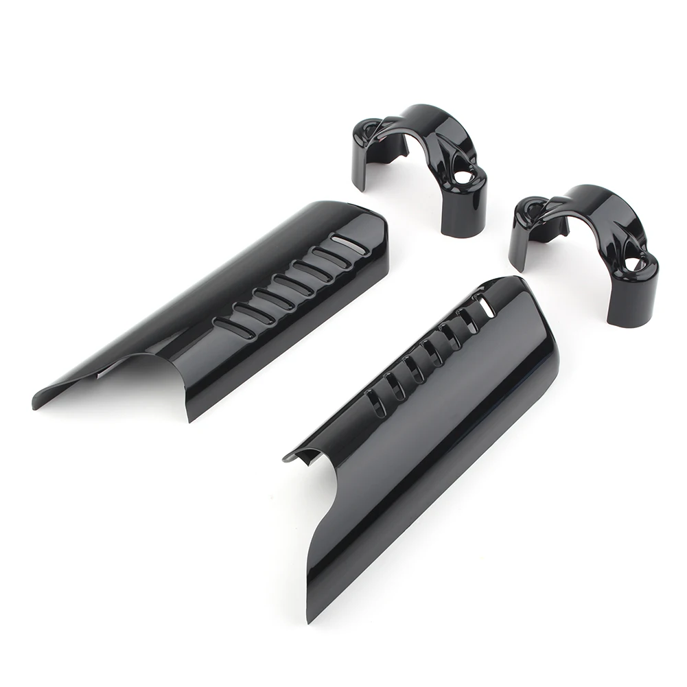 2Pcs ABS Motorcycle Fork Lower Leg Deflectors Shield Cover for Harley Softail Dyna FL FXSTB Black