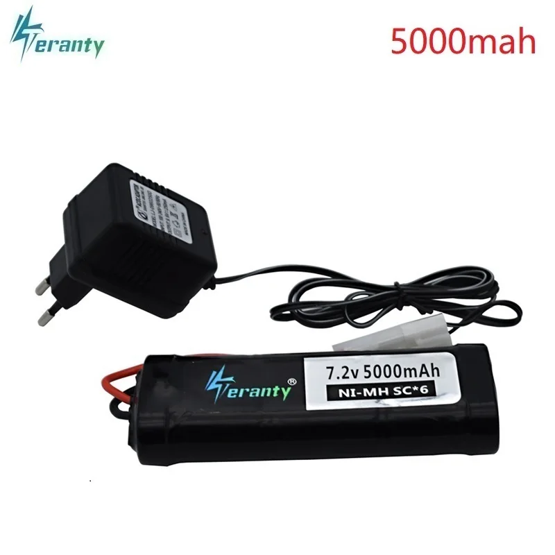 7.2V 5000mAh SC Ni-MH bateria i 7.2v ładowarka na zabawki zdalnie sterowane cysterna samolot helikopter ze złączami Tamiya 1/16 7.2v bateria