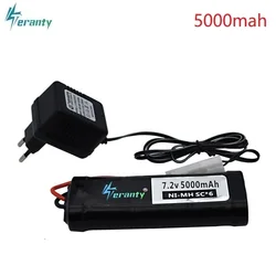 Batteria Ni-MH SC 7.2V 5000mAh e caricatore 7.2v per elicottero dell'aeroplano dell'automobile del carro armato dei giocattoli di RC con la batteria dei connettori 1/16 7.2v di Tamiya