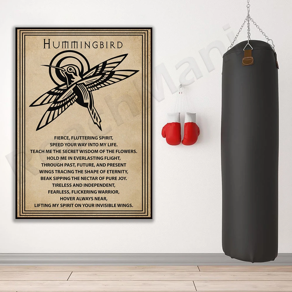 Hummingbird Prayer Printed Canvas Wall Art Poster Housewarming Gift Home Decoration