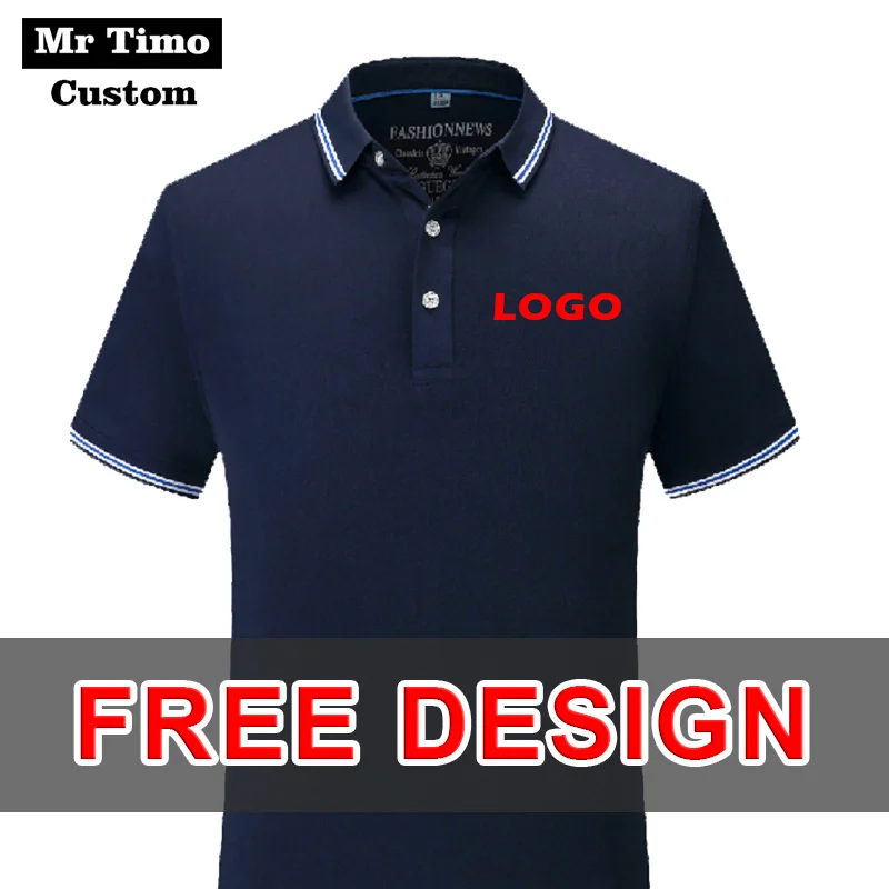 2021 Summer New Casual Short Sleeve Polo Custom Logo Company Group Customize Embroidery  Pattern Polo Shirt