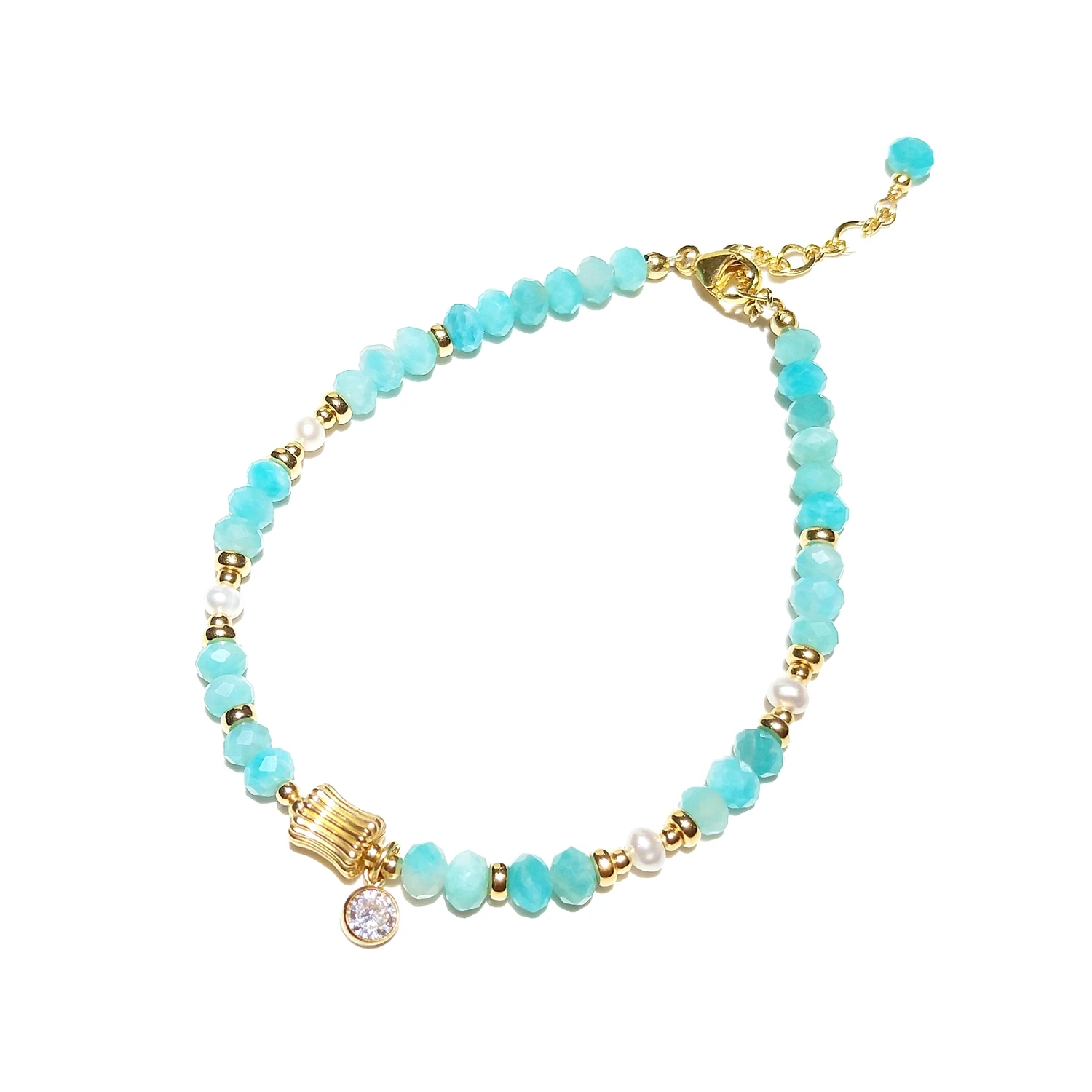 Imagem -06 - Lii ji Amazonite 14k Ouro Enchido Pulseira de Pedra Natural mm mm mm Pérola Real Áustria Cristal Artesanal Jóias para o Presente