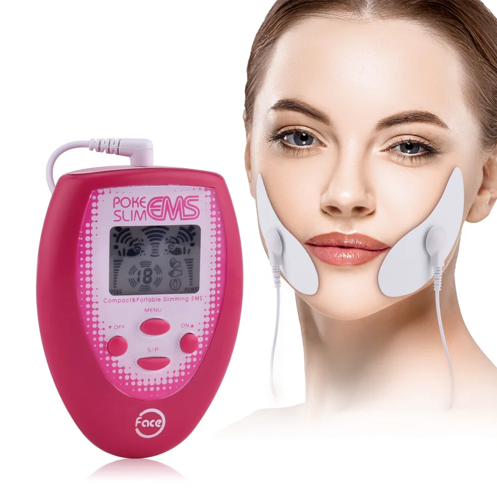 EMS Electric Face Massage Slimming Facial Vibrator Electronic Muscle Stimulation with 4pcs Electrode Face Sticker Beauty Tool