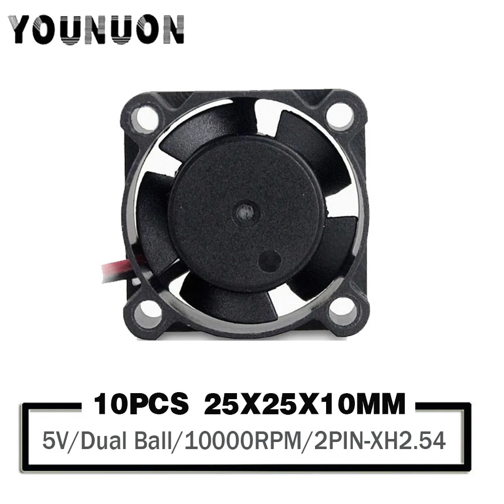 

10 Pieces Dual Ball Bearing 25mm 25x25x10mm Cooling Fan 5V Cooling Cooler Fan Mini Brushless Motor Fans