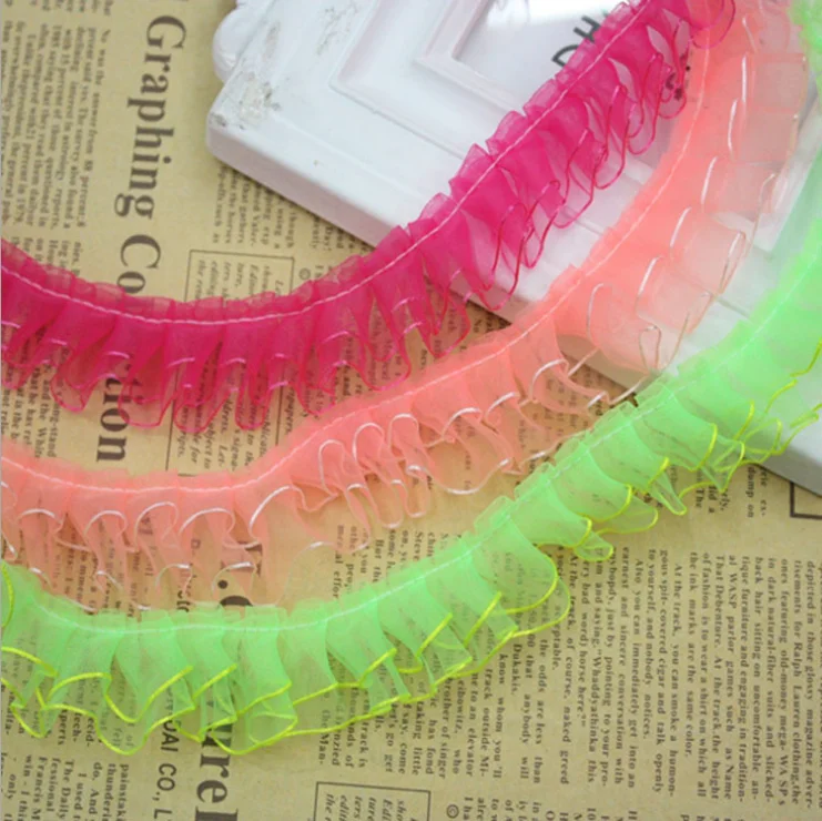 

60Yards Beautiful Clothing Embroidere Lace Trim Mesh Ruffle Laces Fabrics Applique DIY Sewing Material For Wedding Dress