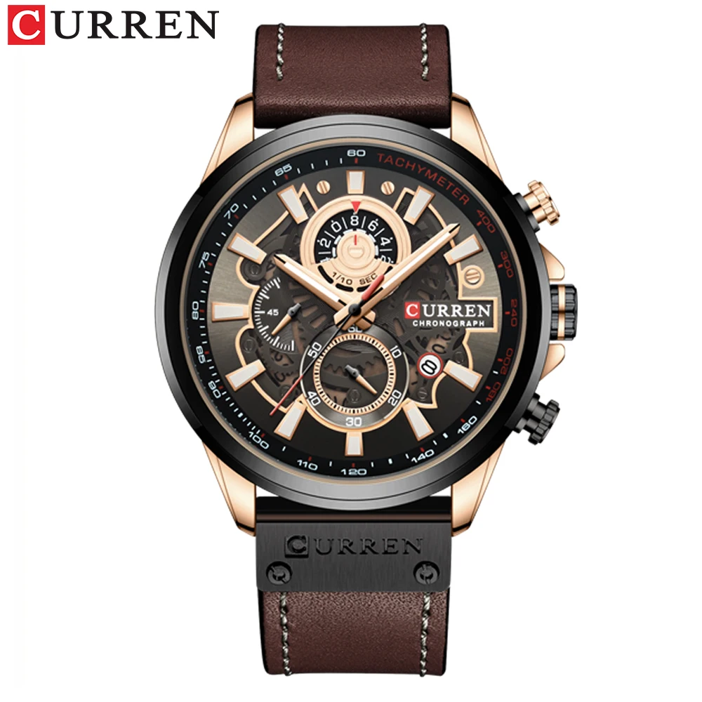 CURREN Fashion Male Watches Strap Sport Chronograph Wristwatch Creative Design Multifunctional Quartz Clock relogio masculino