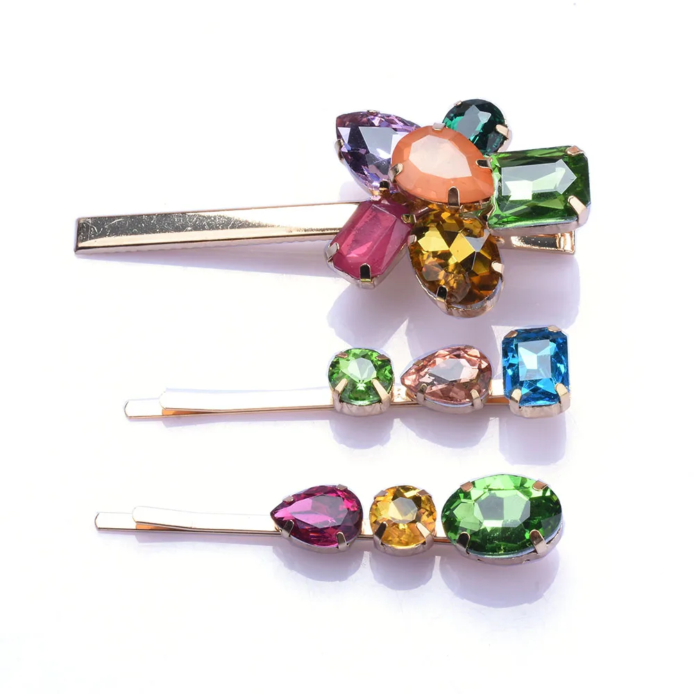 2024 New ZA Fashion Colorful Crystal Hair Clips Women Hair Jewelry Accessories Female Wedding Party Hairpins Hairclip For Woman