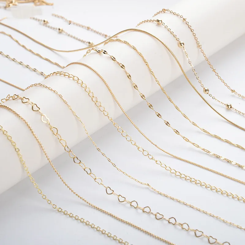 

14k gold plated jewelry accessories copper chains 100cm making DIY chain necklace FPPJ