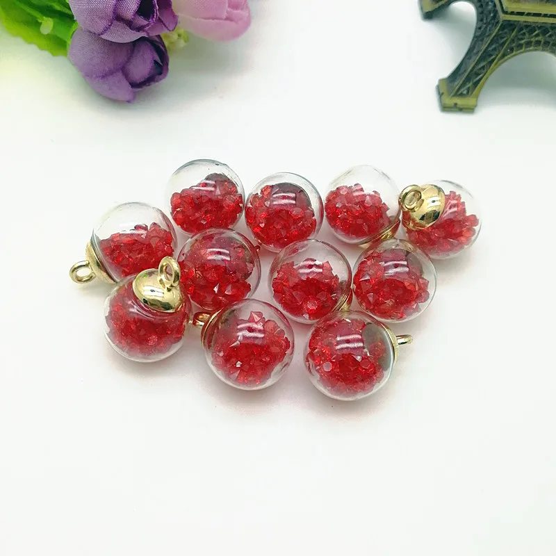 

Hot 16MM 10pcs Red Glass Bottles With Beads Pendant Ornaments Jewelry Making DIY