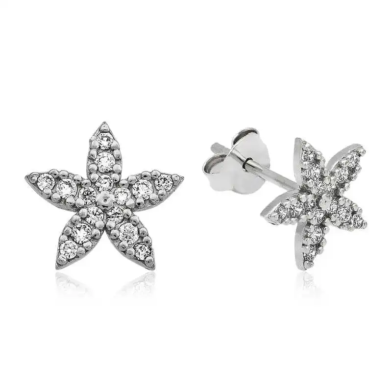 Silver Flower Stud Earrings 925 Sterling Women for Jewelry Wedding Party Birthday Gift - Box - Fashion - Girl - Special Days