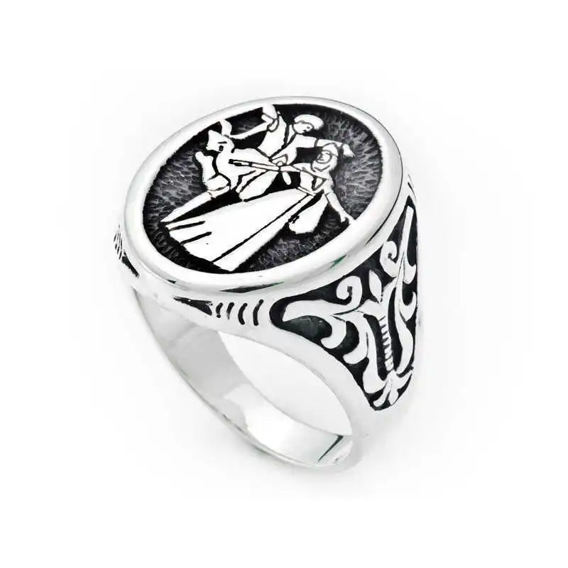 Silver Circassian Men's Ring - 925 Sterling Men's Jewelry Wedding Birthday Gift - Box - Man - Fashion - Botiva - Size - Turkish - Patterned Embroidered