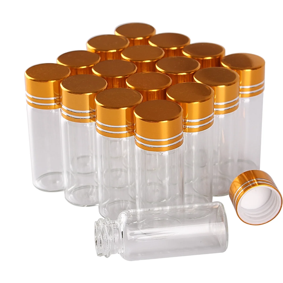 wholesale 100 pieces 4ml 16*40mm Glass Bottles with Golden Caps Mini Glass Bottles Tiny Jars Vials