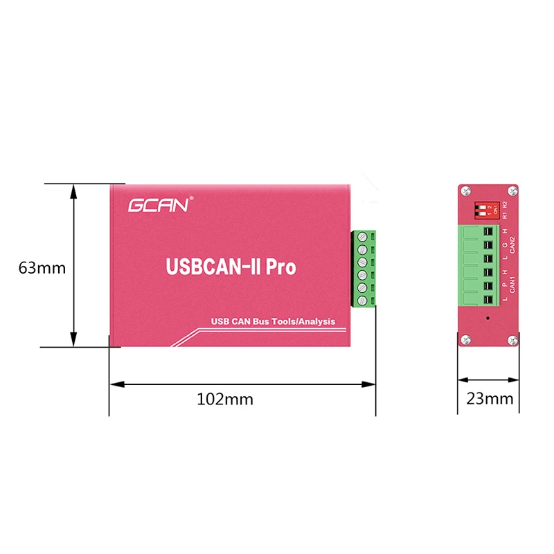 GCAN 2 Channels Usbcan Pro Adapter Canbus Usb Adapter Analyzer Usb-Can Box Support Dbc Canopen 6 Interface