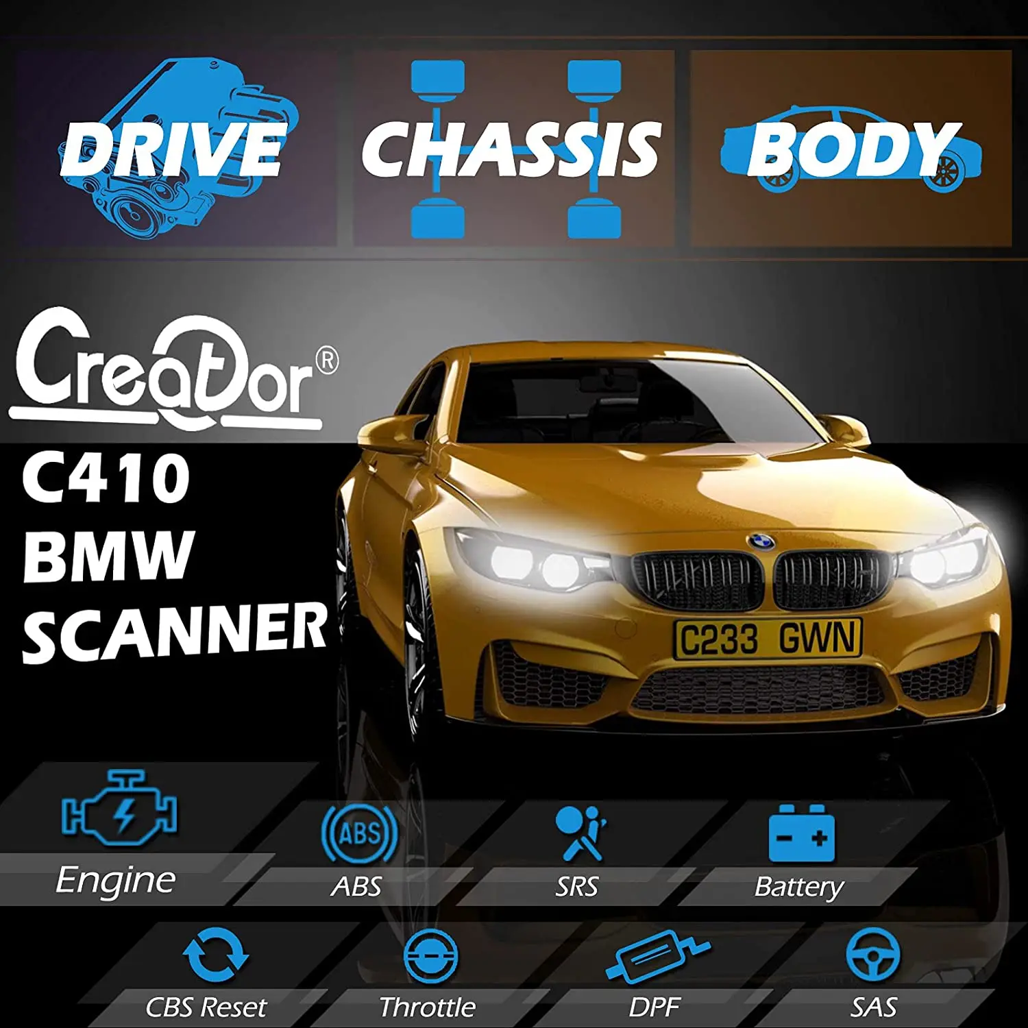 Lettore di codici Scanner OBD2 professionale per BMW ,Mini Cooper, strumento di scansione Creator C410 strumento di scansione diagnostica