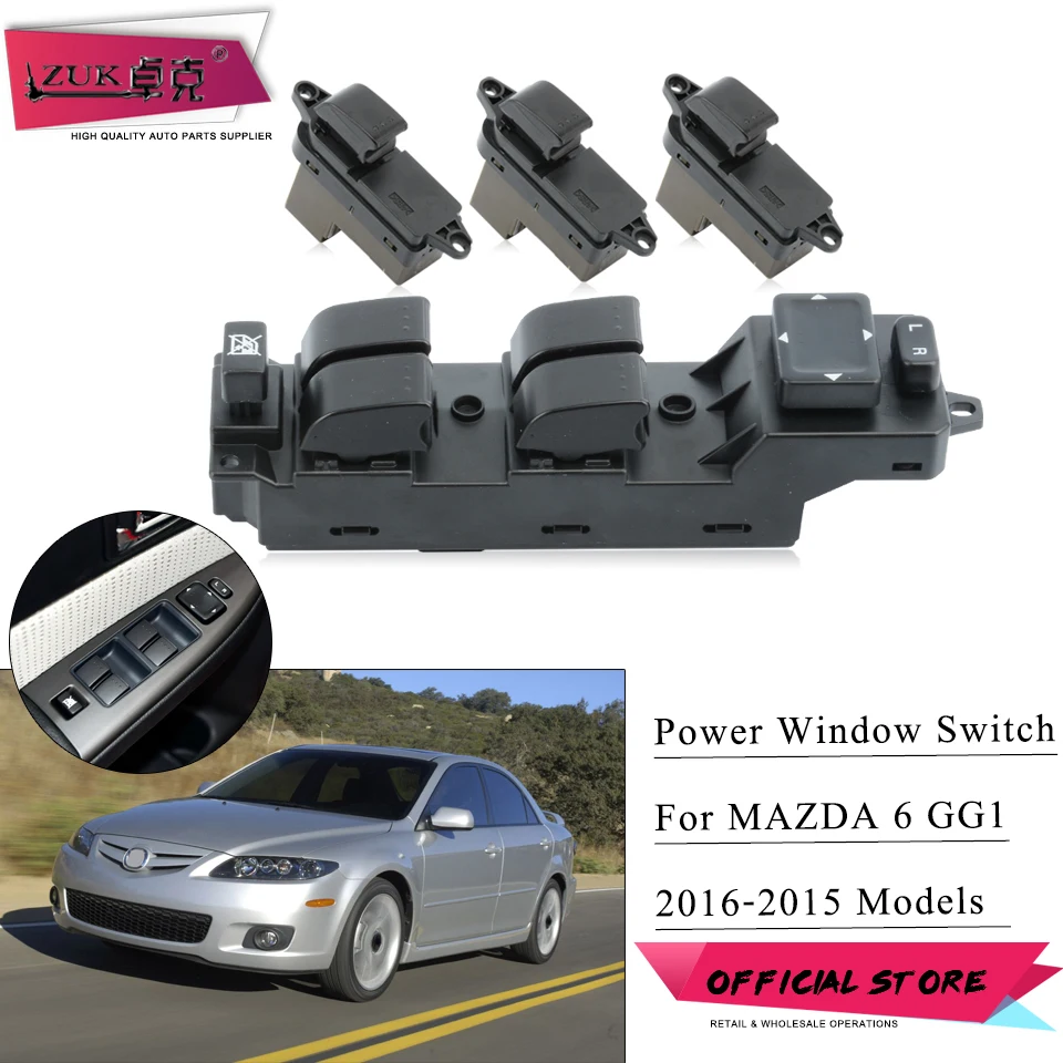 ZUK Car Power Master Window Control Switch For MAZDA 6 GG1 2006 2007 2008 2009 2010 2011 2012 For Left Hand Drive Car