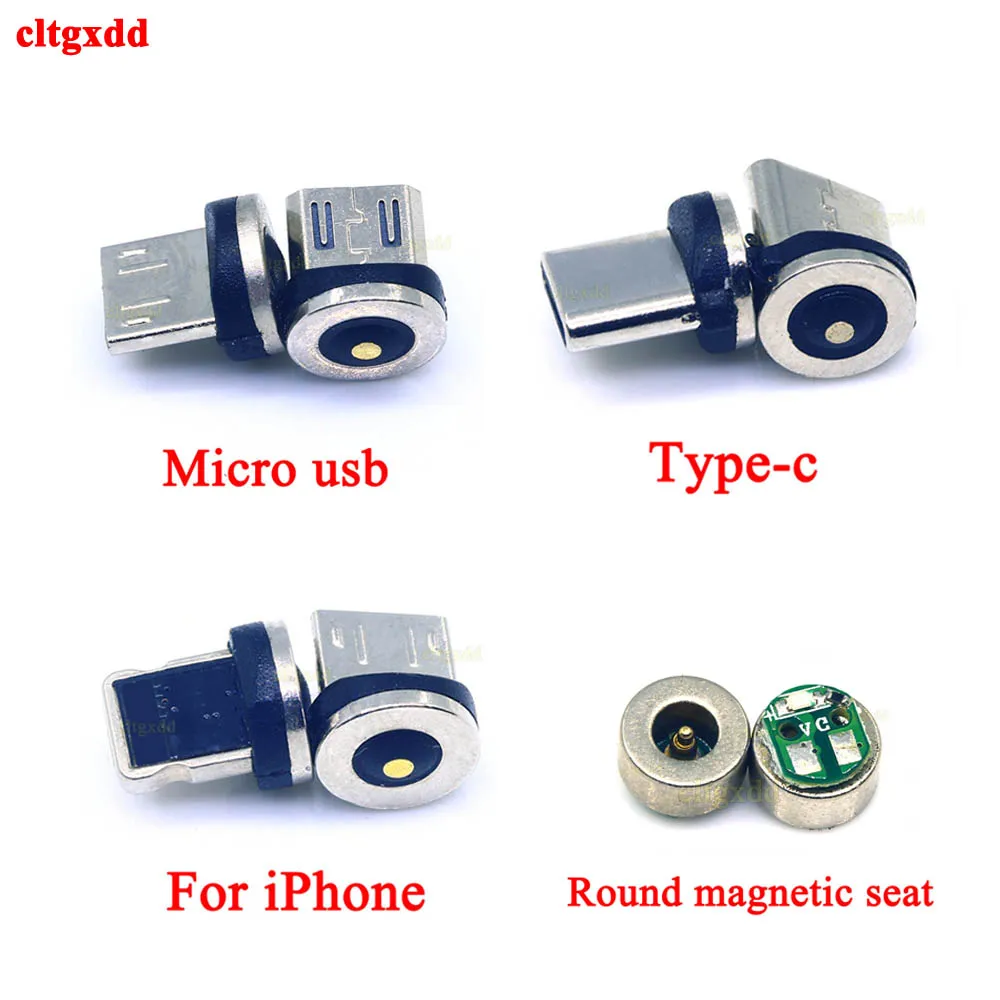 

1pcs Round Magnetic Cable plug Type C Micro USB C 8 pin Plugs Fast Charging Adapter Phone Microusb Type-C Magnet Charger Plug