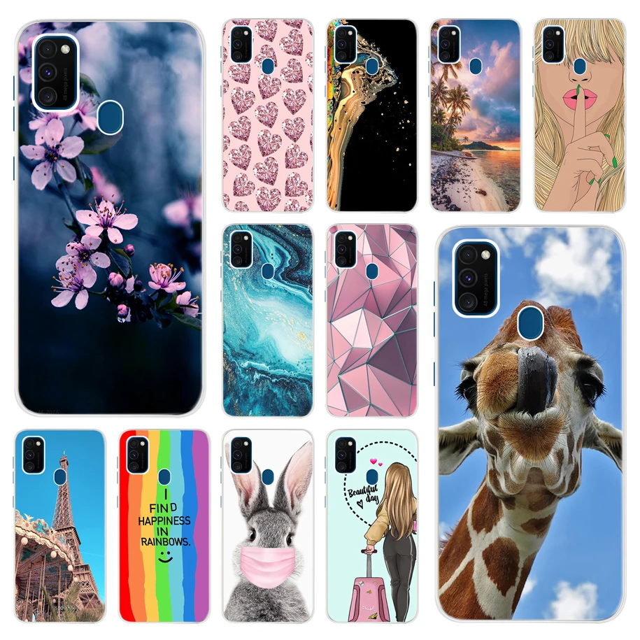 For Samsung Galaxy M21 Case SM-M215F Flower Coque For Samsung M30s Phone Case 6.4" Soft TPU Cover For GalaxyM21 M 21 M 30s Funda