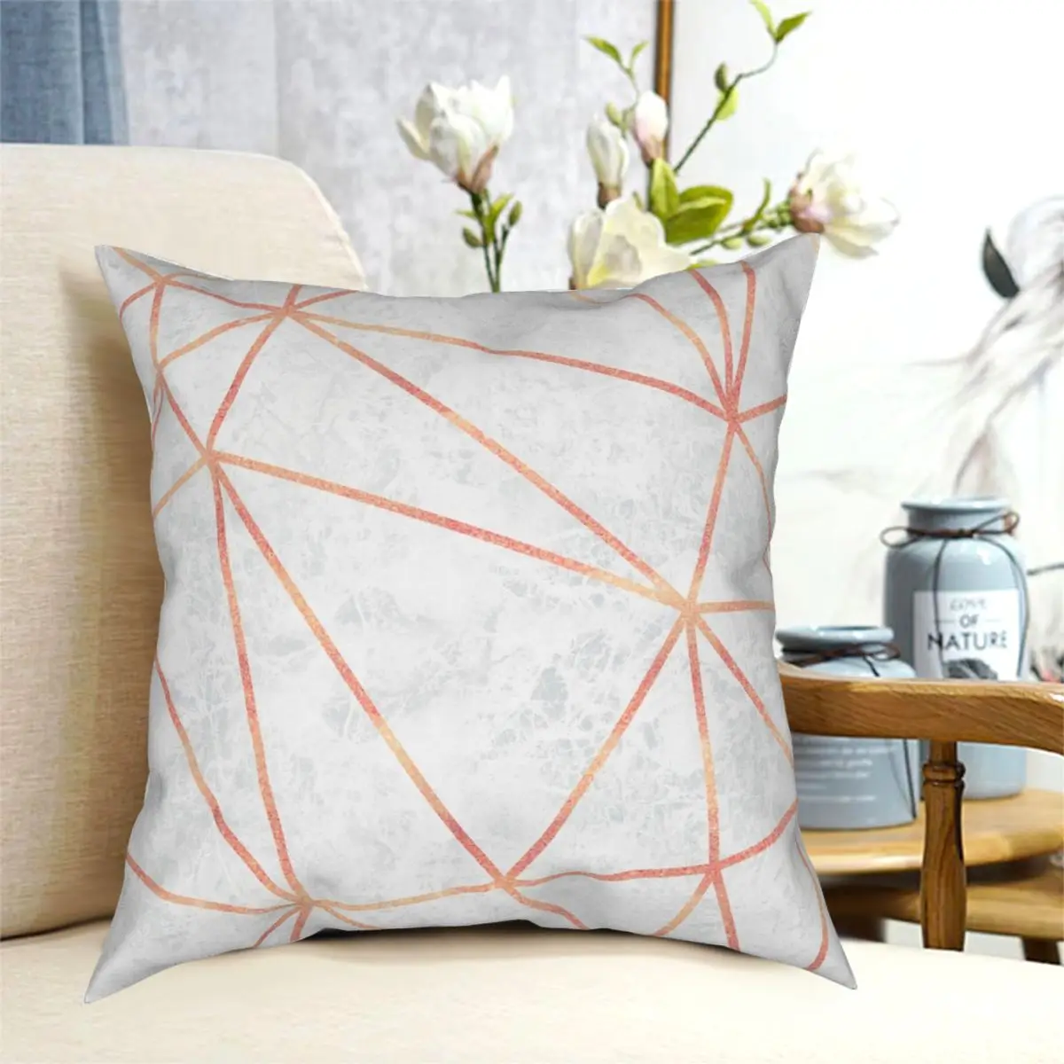 Marble Geometric Rose Gold Design Square Pillowcase Polyester Pattern Decorative Pillow Case for Car Cushion Case Wholesale 18