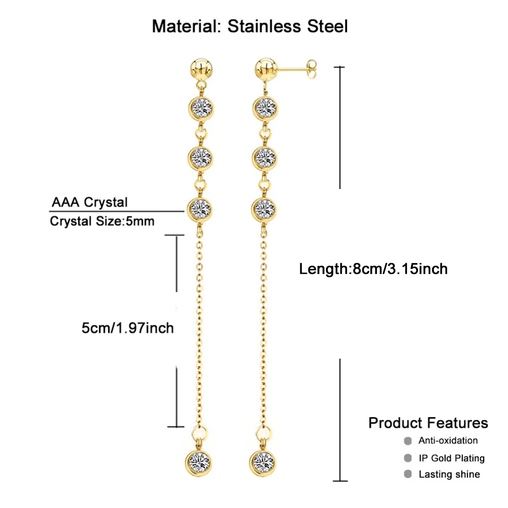 MinaMaMa Stainless Steel Chain Shiny Crystal Necklaces Earrings Jewelry Sets For Women Girls New Fashion Jewelry Sets